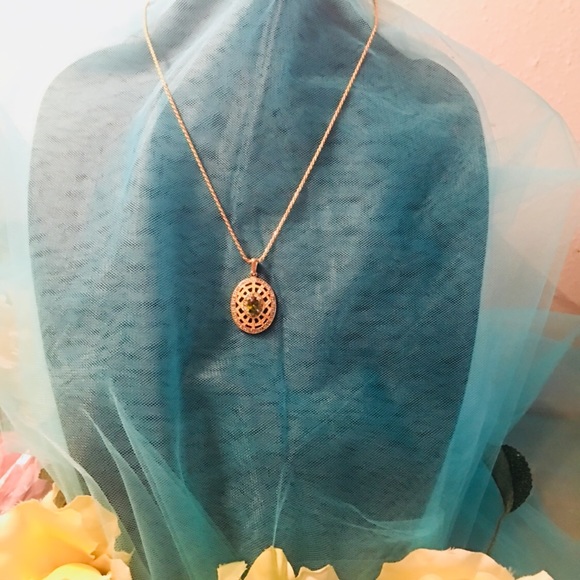 New Gold Necklace With Natural Chrysoprase Gem - Picture 3 of 8